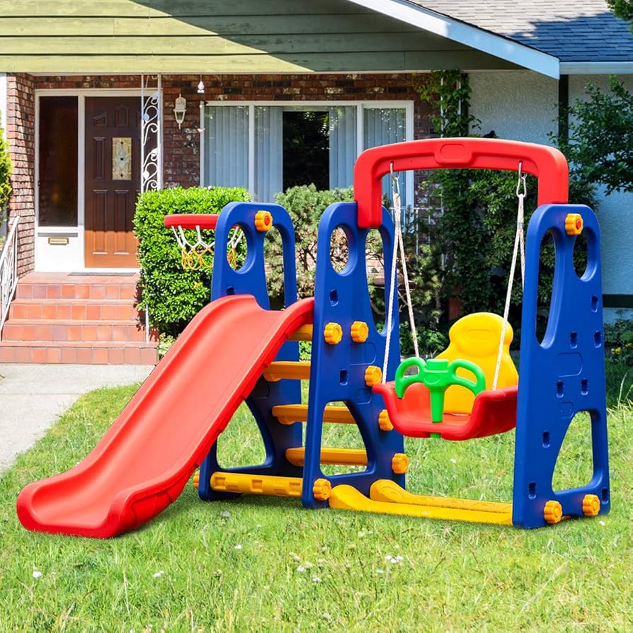 KIDS SLIDE + SWING  L-66" W-68" H-54"